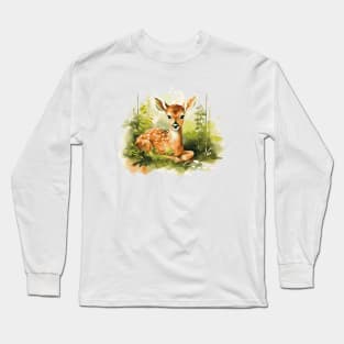 Watercolor Fawn Long Sleeve T-Shirt